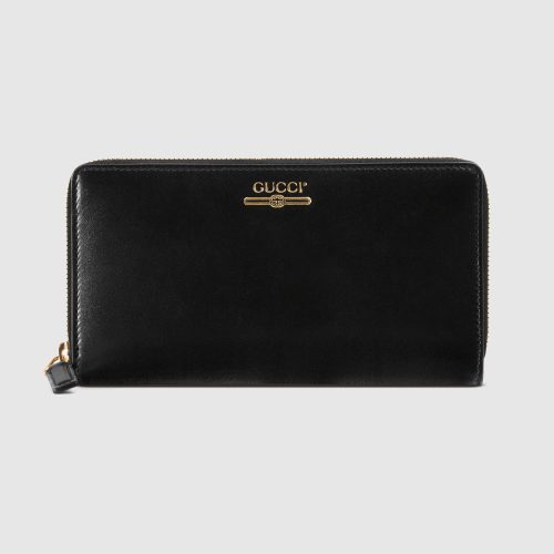 Leather zip around wallet with Gucci logo
