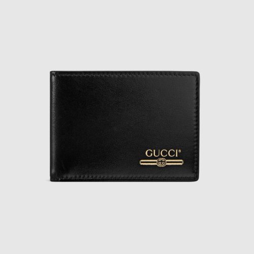 Leather mini wallet with Gucci logo