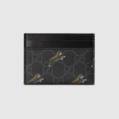 GUCCI GG card case with tiger print